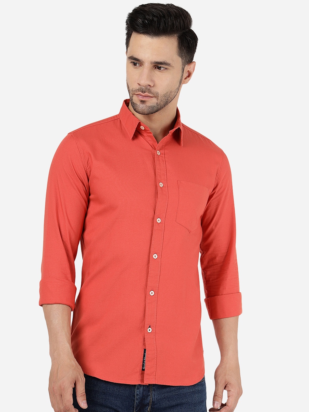 

JADE BLUE Slim Fit Cotton Casual Shirt, Red