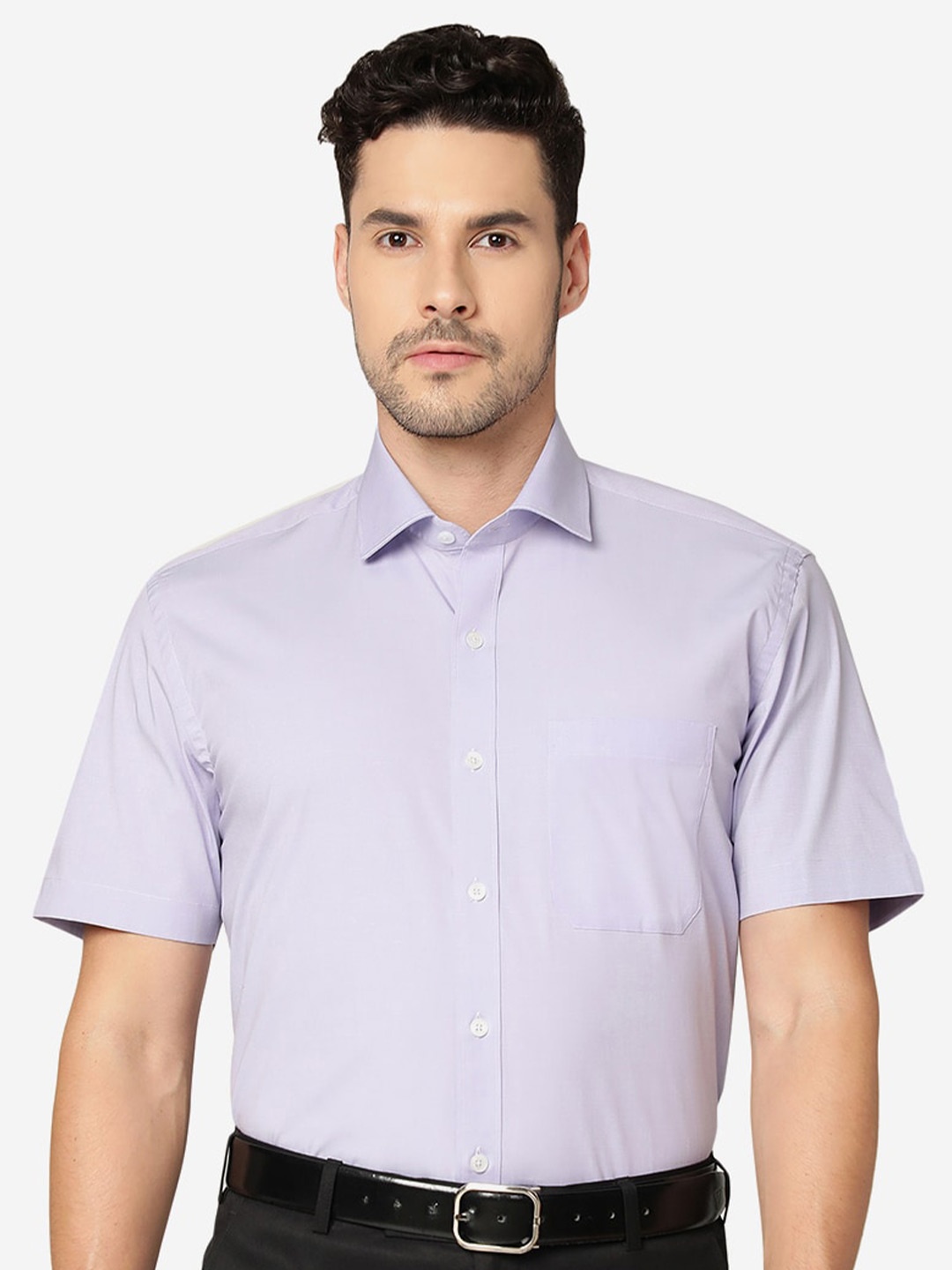 

JADE BLUE Opaque Pure Cotton Formal Shirt, Purple