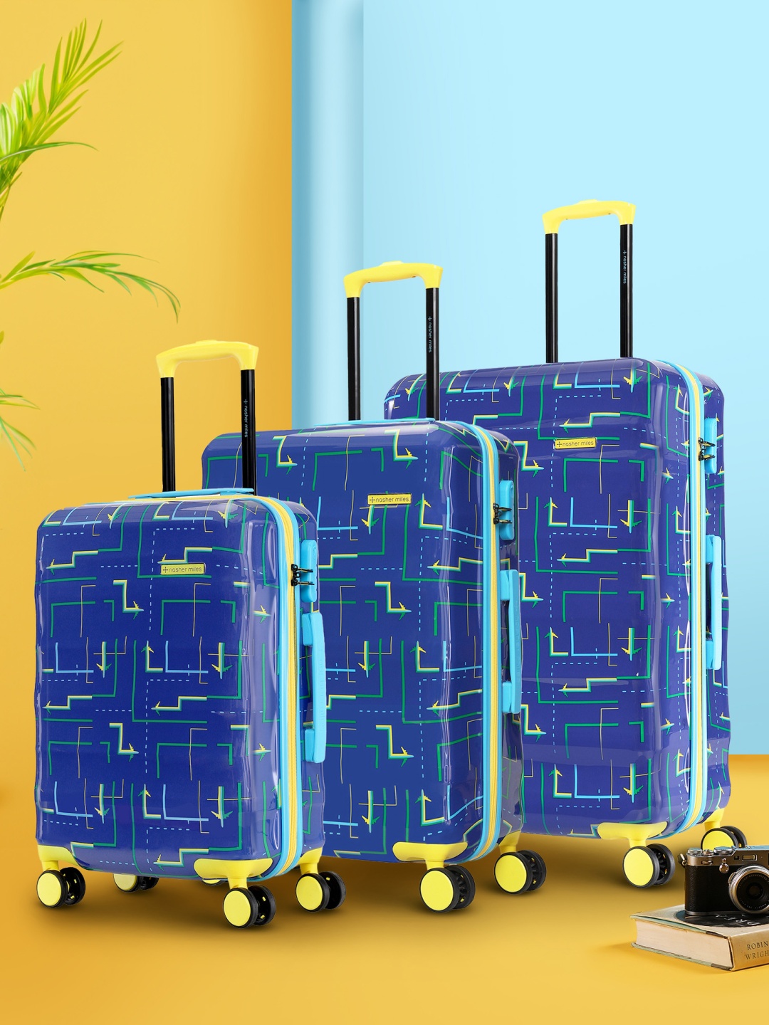 

Nasher Miles Denver Polycarbonate Navy Blue Trolley Bag Set 3 S/M/L 55-65-75cm