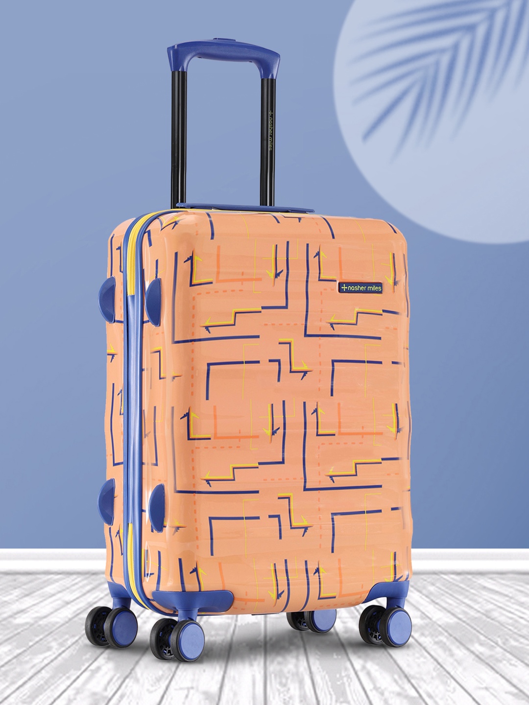 

Nasher Miles Denver Printed Hard Sided Cabin Trolley Suitcase- 45 L, Orange