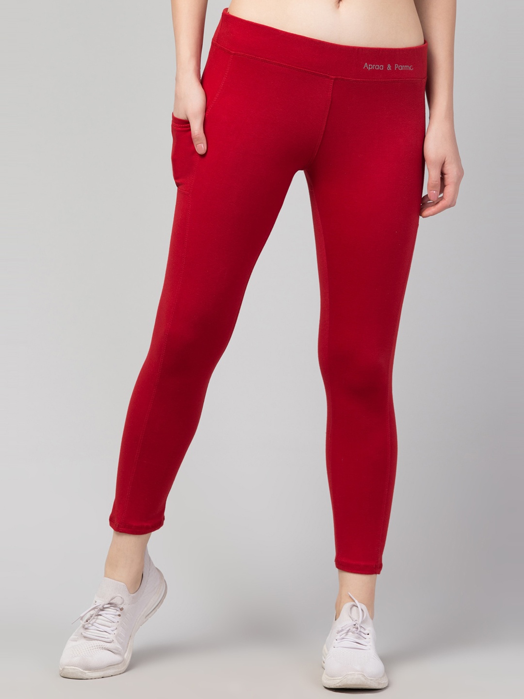 

Apraa & Parma Women Cropped High-Rise Slim-Fit Tights, Maroon