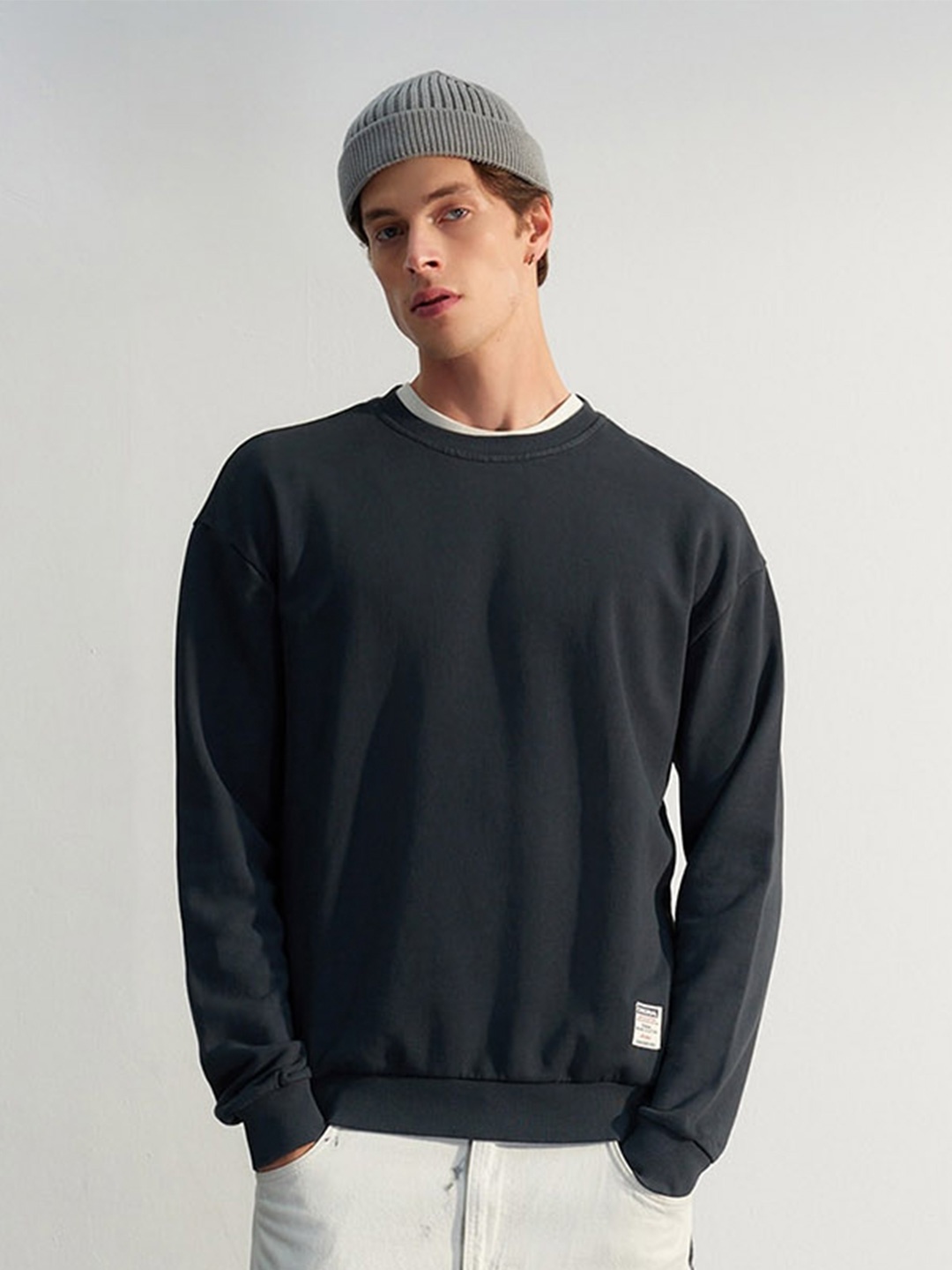 

Trendyol Round Neck Pure Cotton Pullover Sweatshirt, Navy blue