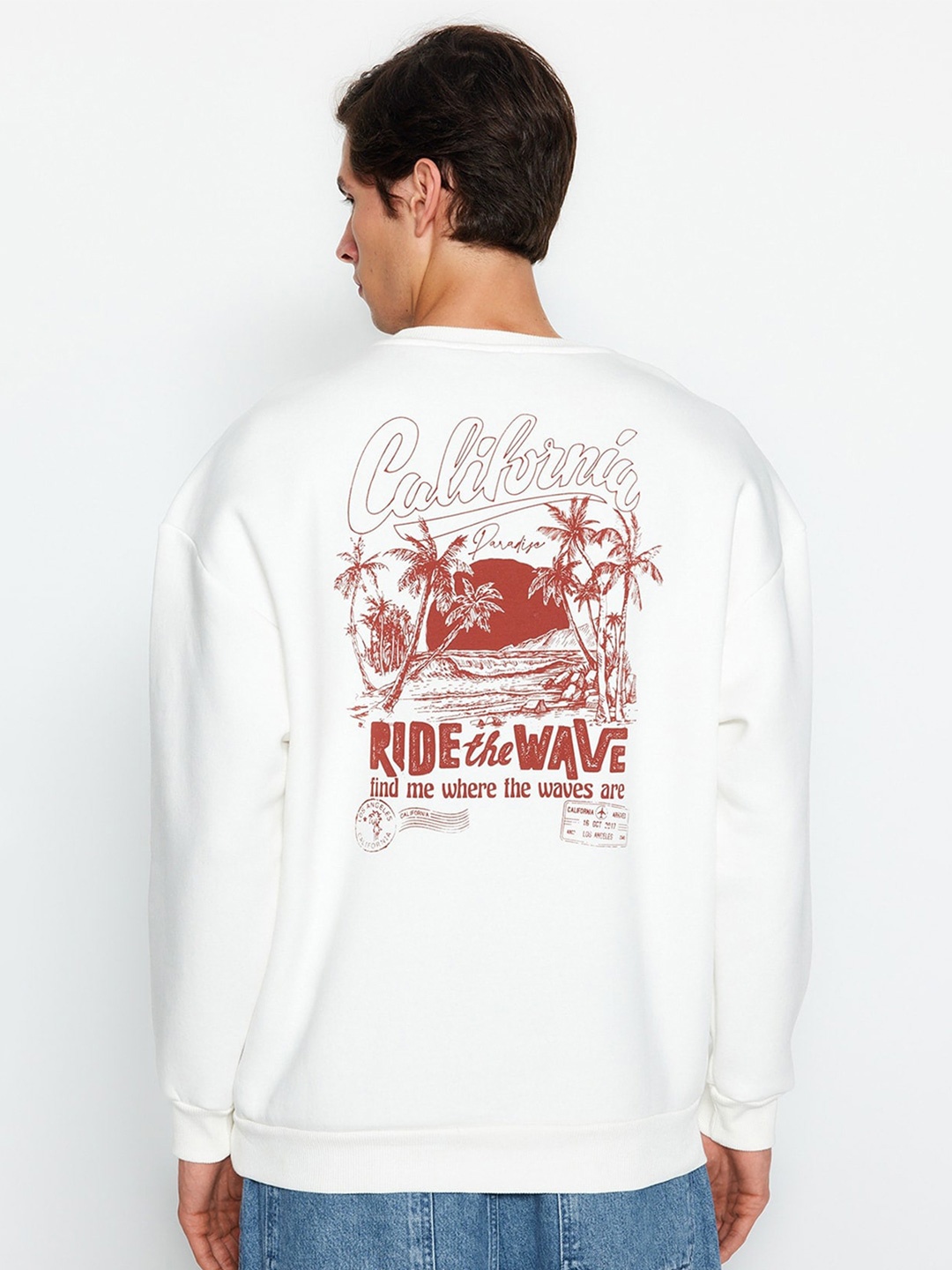 

Trendyol Graphic Printed Cotton Sweatshirt, White