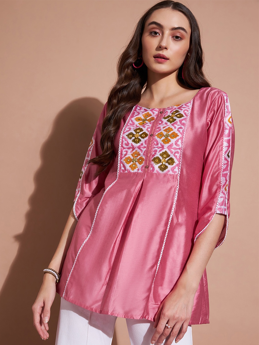 

DressBerry Pink Ethnic Printed Top