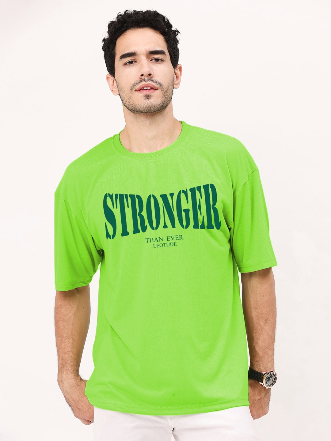 

Leotude Typography Printed Oversized T-shirt, Green