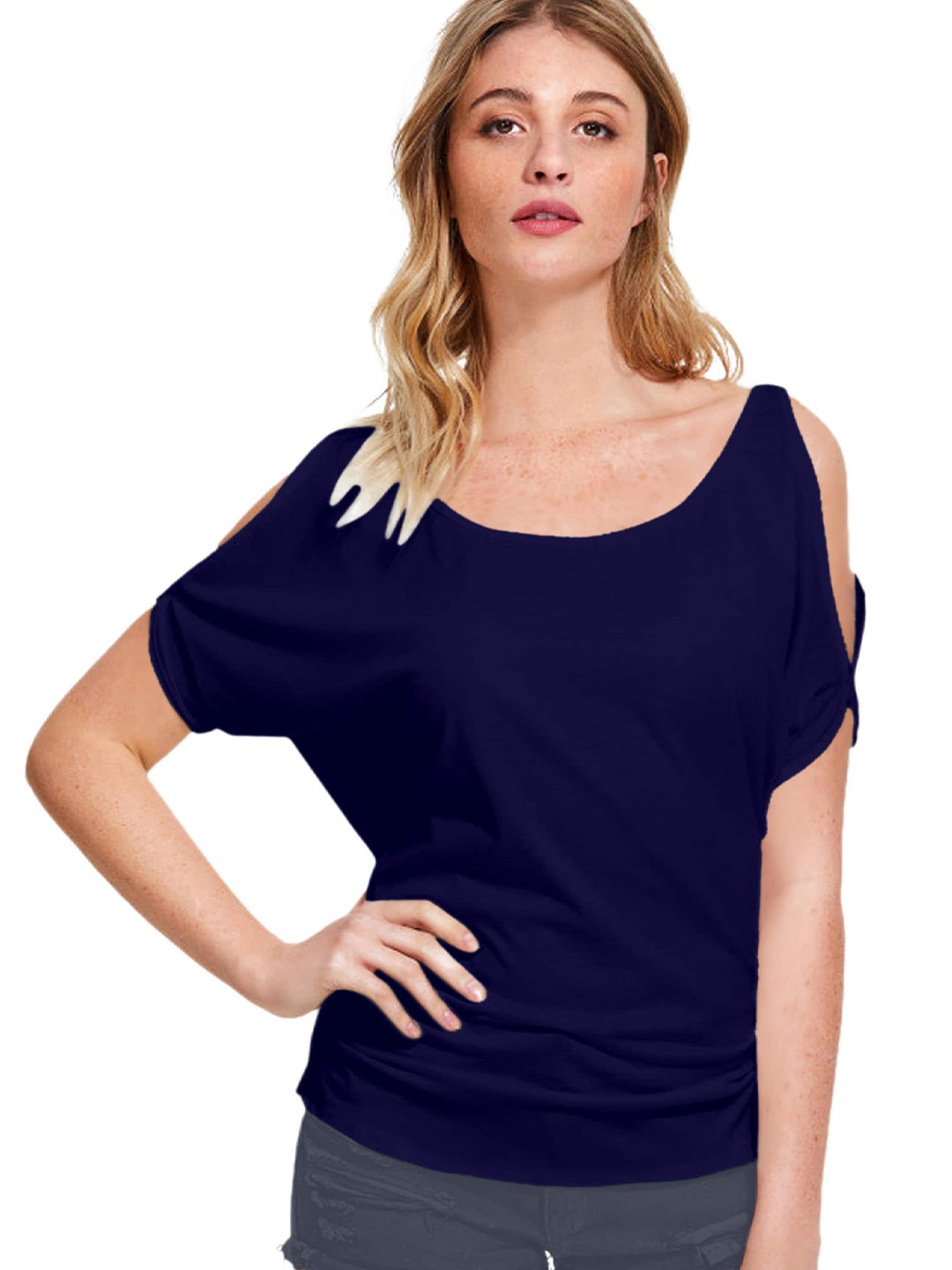 

BAESD Cold-Shoulder Sleeves Top, Blue