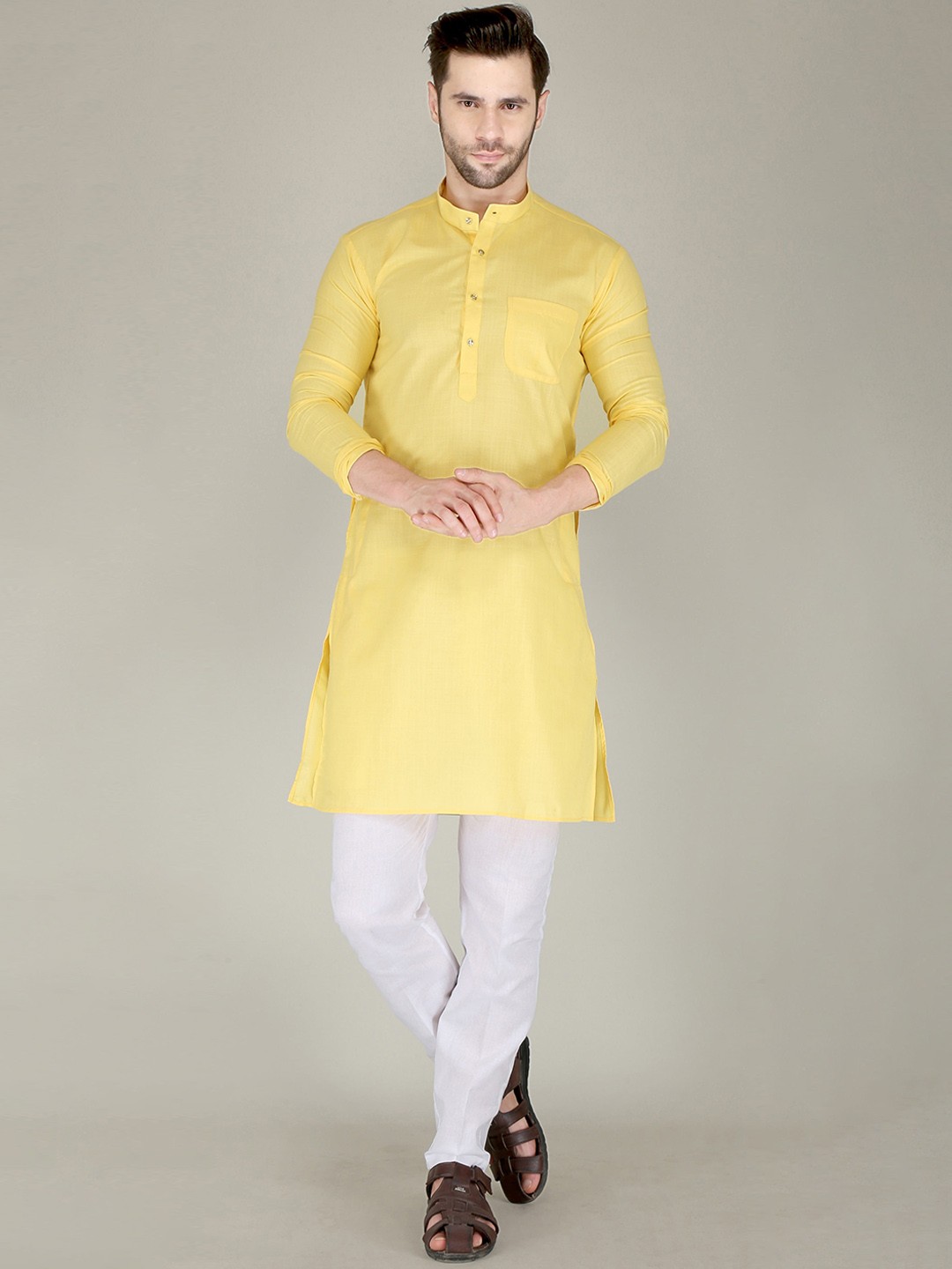 

FUBAR Straight Kurta With Pyjamas, Yellow