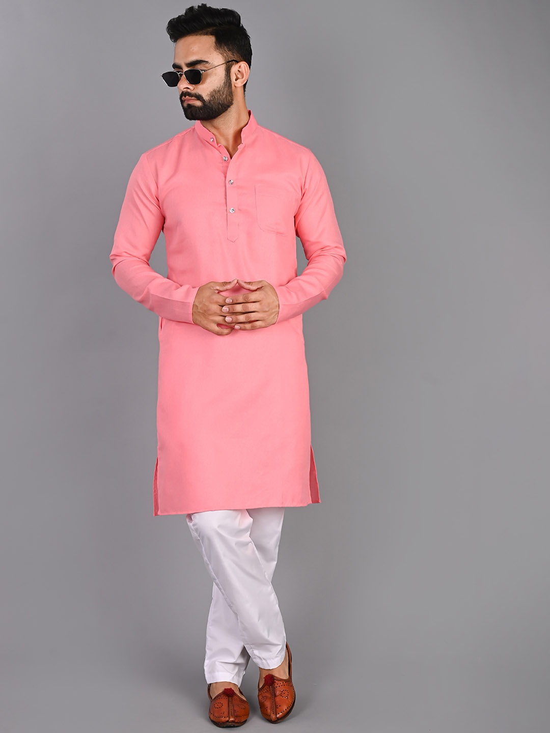

FUBAR Straight Kurta With Pyjamas, Pink