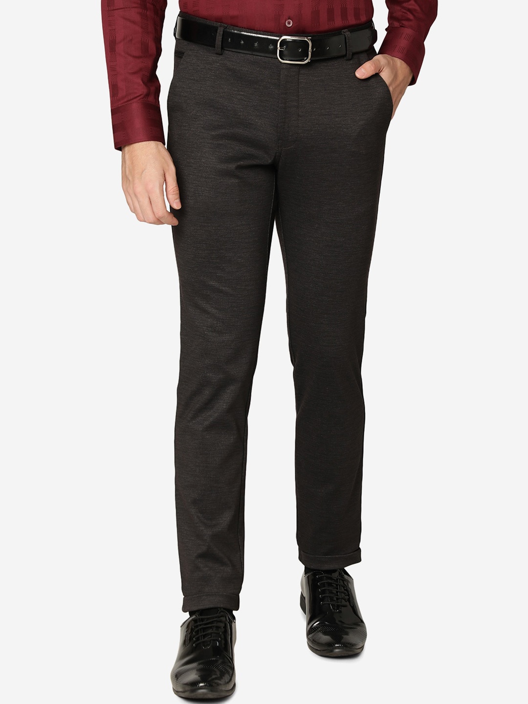 

JB STUDIO Men Slim Fit Cotton Formal Trousers, Brown