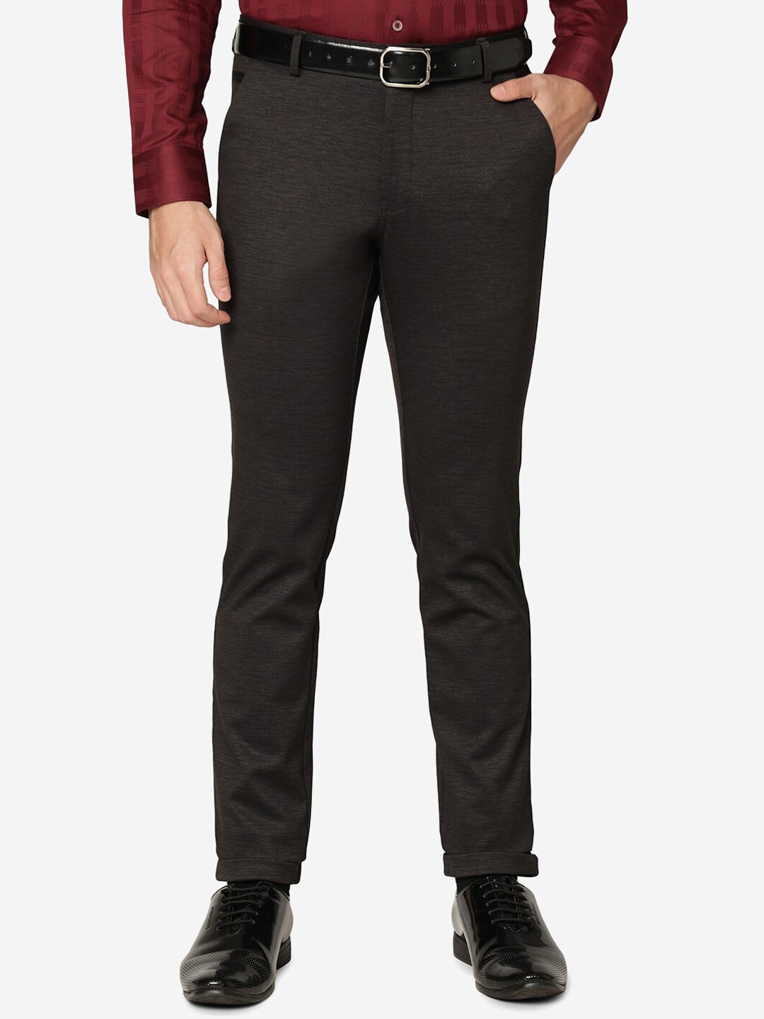 

JB STUDIO Men Slim Fit Cotton Formal Trousers, Brown