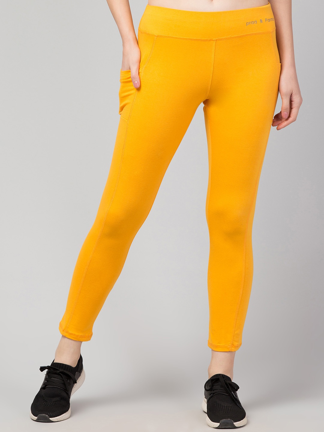 

Apraa & Parma Women Ankle-Length Tights With Pockets, Yellow