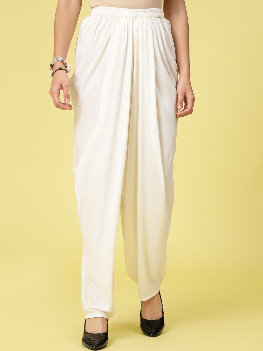 

Clora Creation Women Mid-Rise Dhotis Salwar, Off white