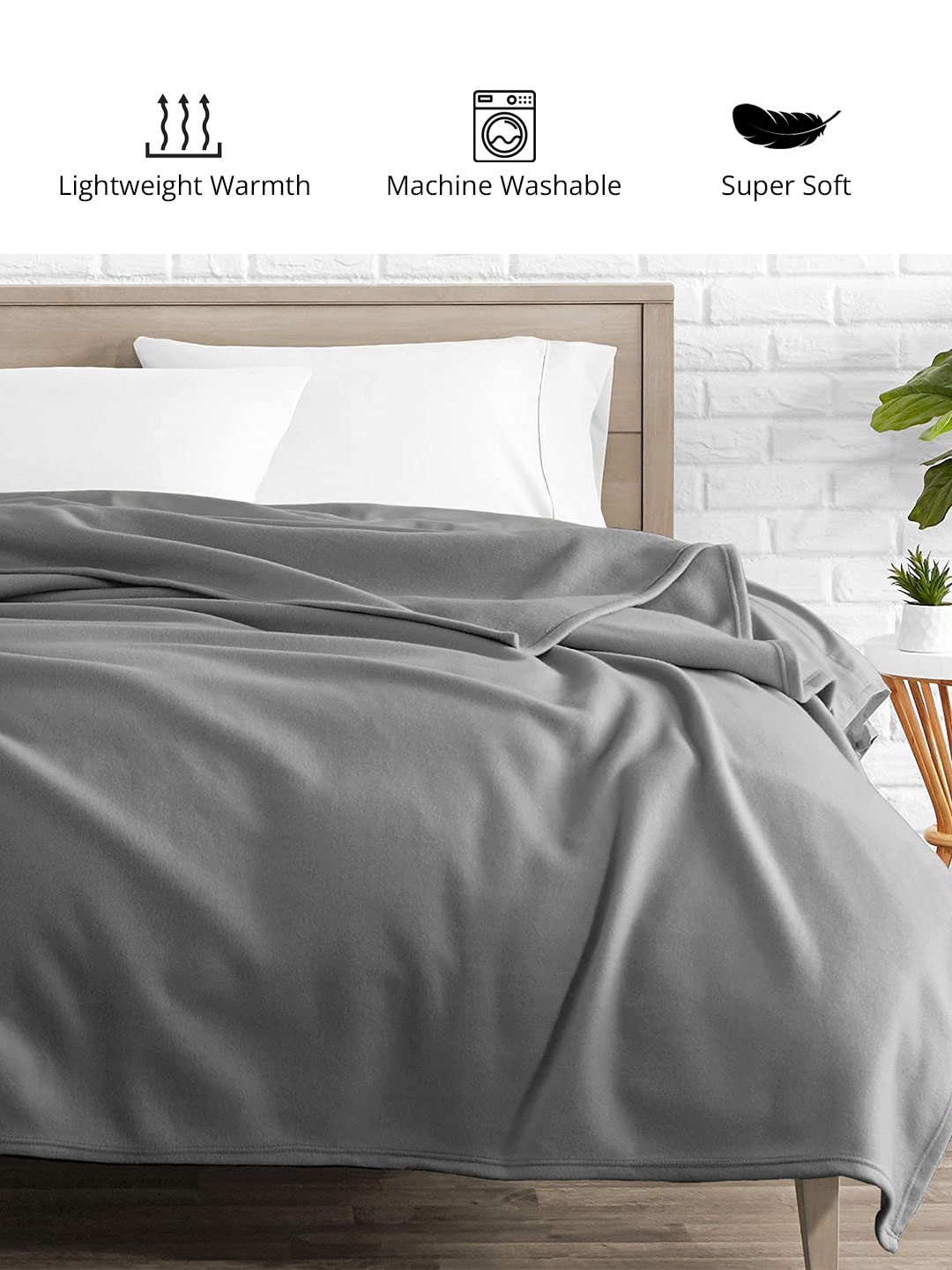 

Cloth Fusion Glacial Charcoal Fleece Mild Winter 350 GSM Double Bed Blanket