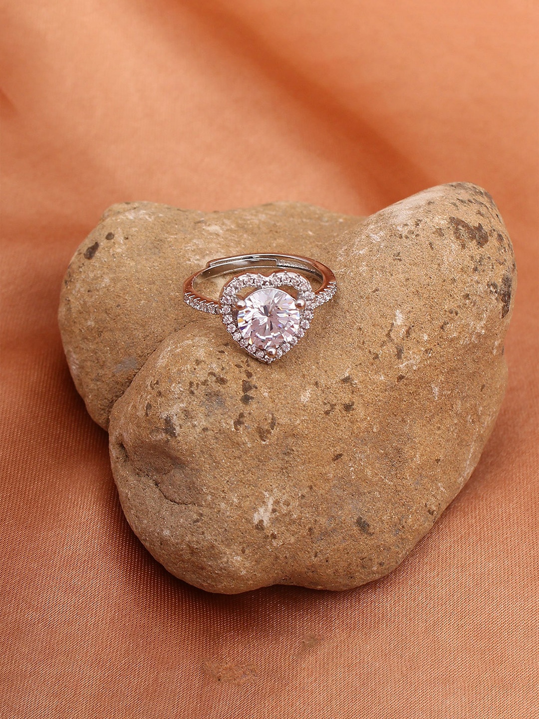 

Mirana Rhodium-Plated AD-Studded Finger Ring, Silver
