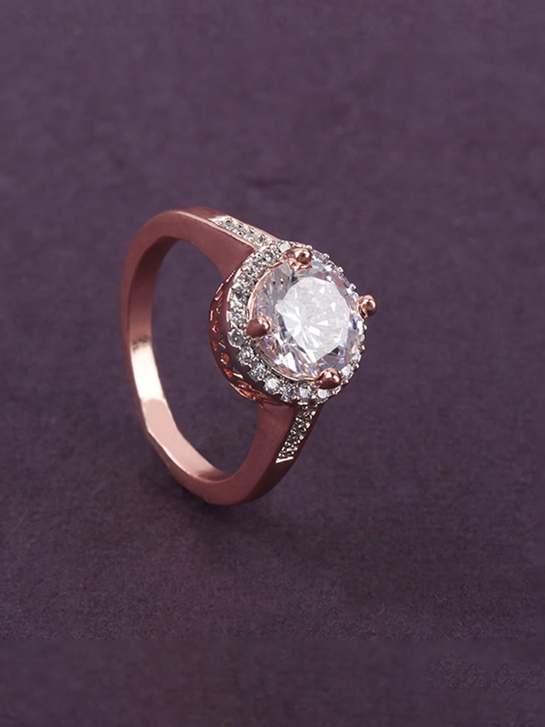

Mirana Rose Gold-Plated Beaded Dual Tone Finger Ring