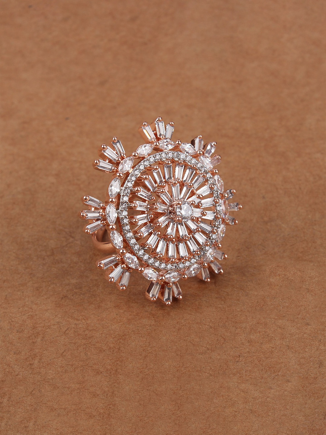 

Mirana Gold-Plated CZ-Studded Finger Ring, Rose gold