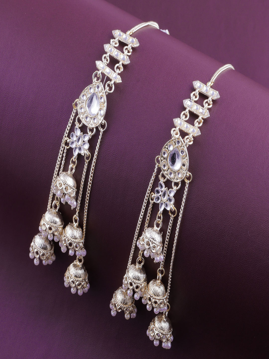 

VATSALYA creation Gold-Plated Artificial Stones and Beads Drop Earrings
