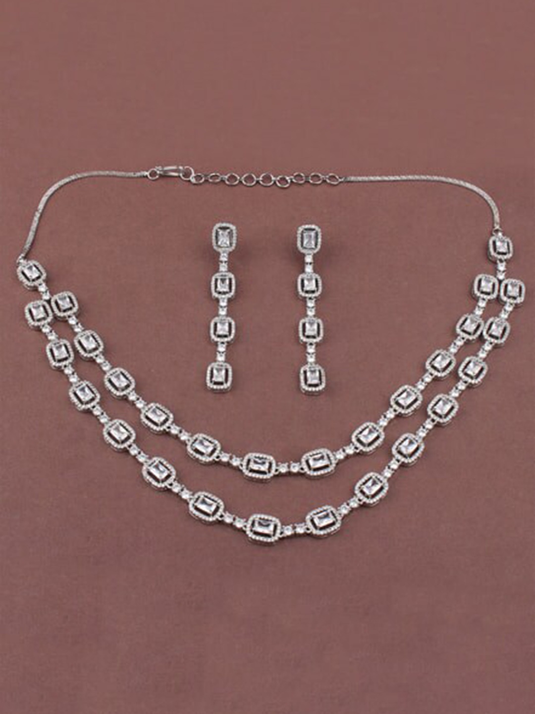 

Mirana Cubic Zirconia Studded Layered Jewellery Set, Silver