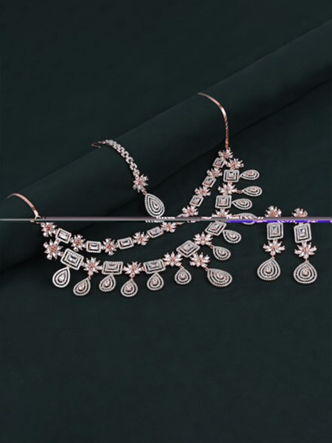 

Mirana Rose Gold-Plated Cubic Zirconia-Studded Jewellery Set