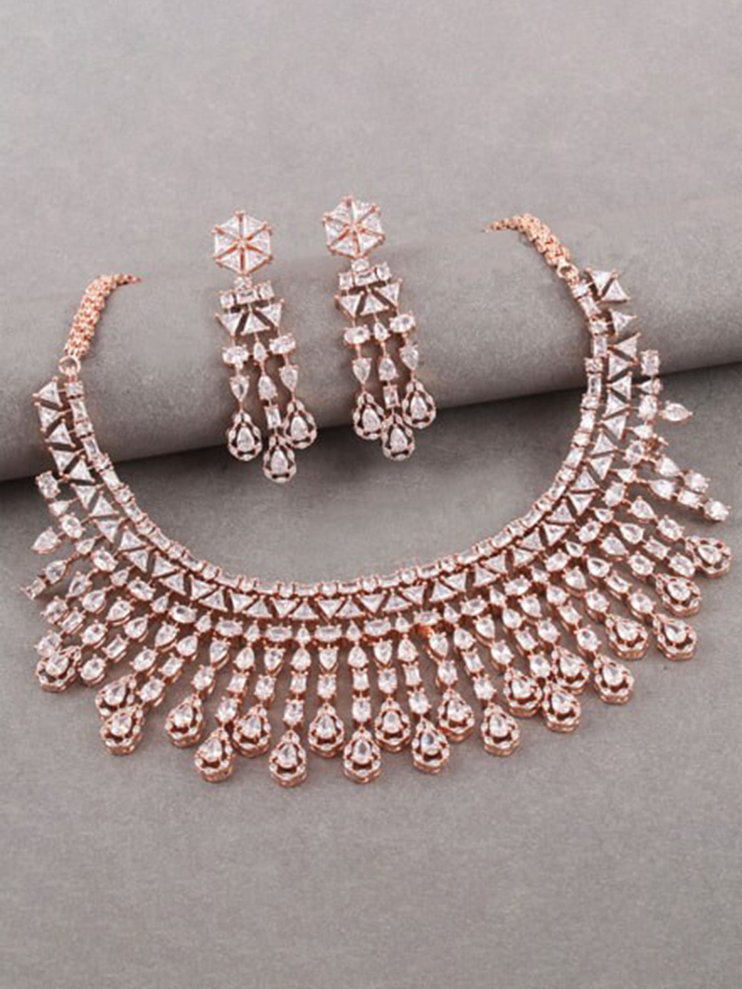 

Mirana Rose Gold Plated Cubic Zirconia Studded Jewellery Set