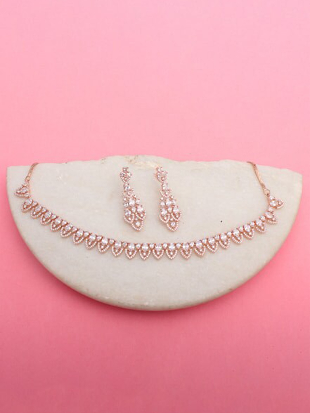 

Mirana Rose Gold-Plated Studded Necklace with Earrings