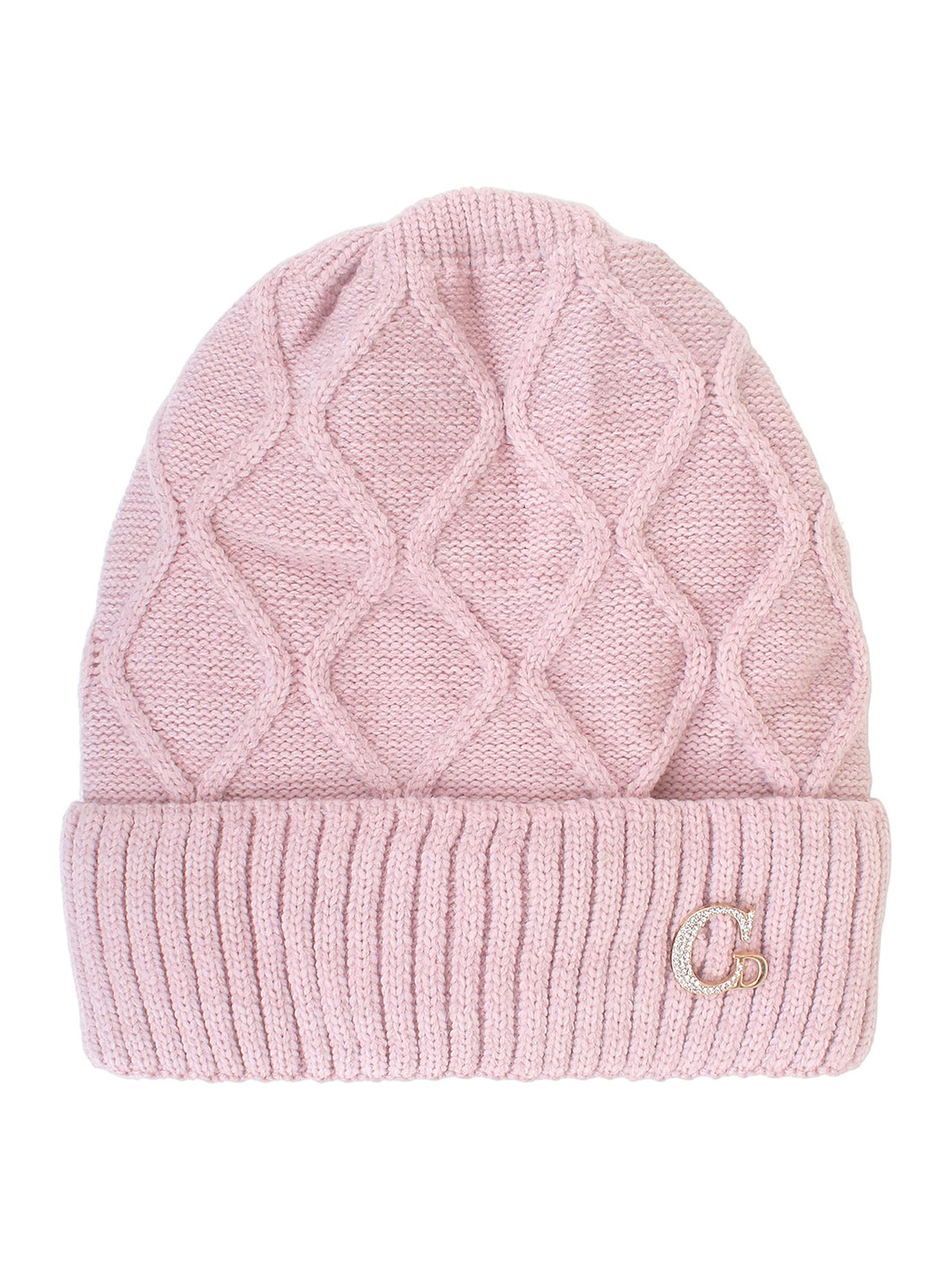 

Zacharias Self Design Woollen Beanie Cap, Pink