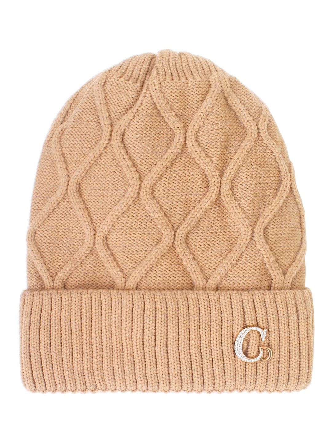 

Zacharias Self Design Woollen Beanie Cap, Brown