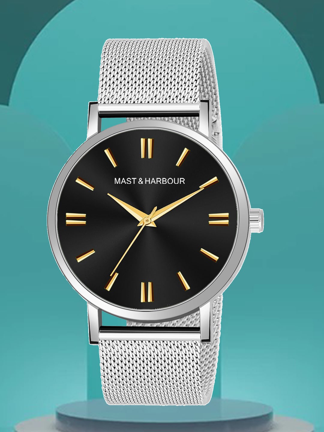

Mast & Harbour Men Water Resistance Stainless Steel Analogue Watch HOBMH-223-SL, Black