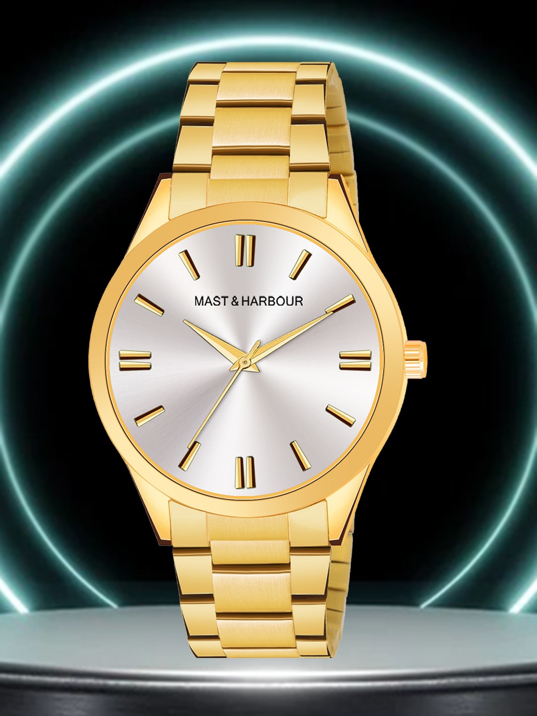 

Mast & Harbour Men Textured Dial & Stainless Steel Straps Analogue Watch HOBMH-215-GD, Gold