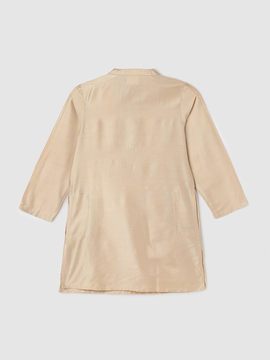 

max Boys Beige Yoke Design Flared Sleeves Mirror Work Kurta