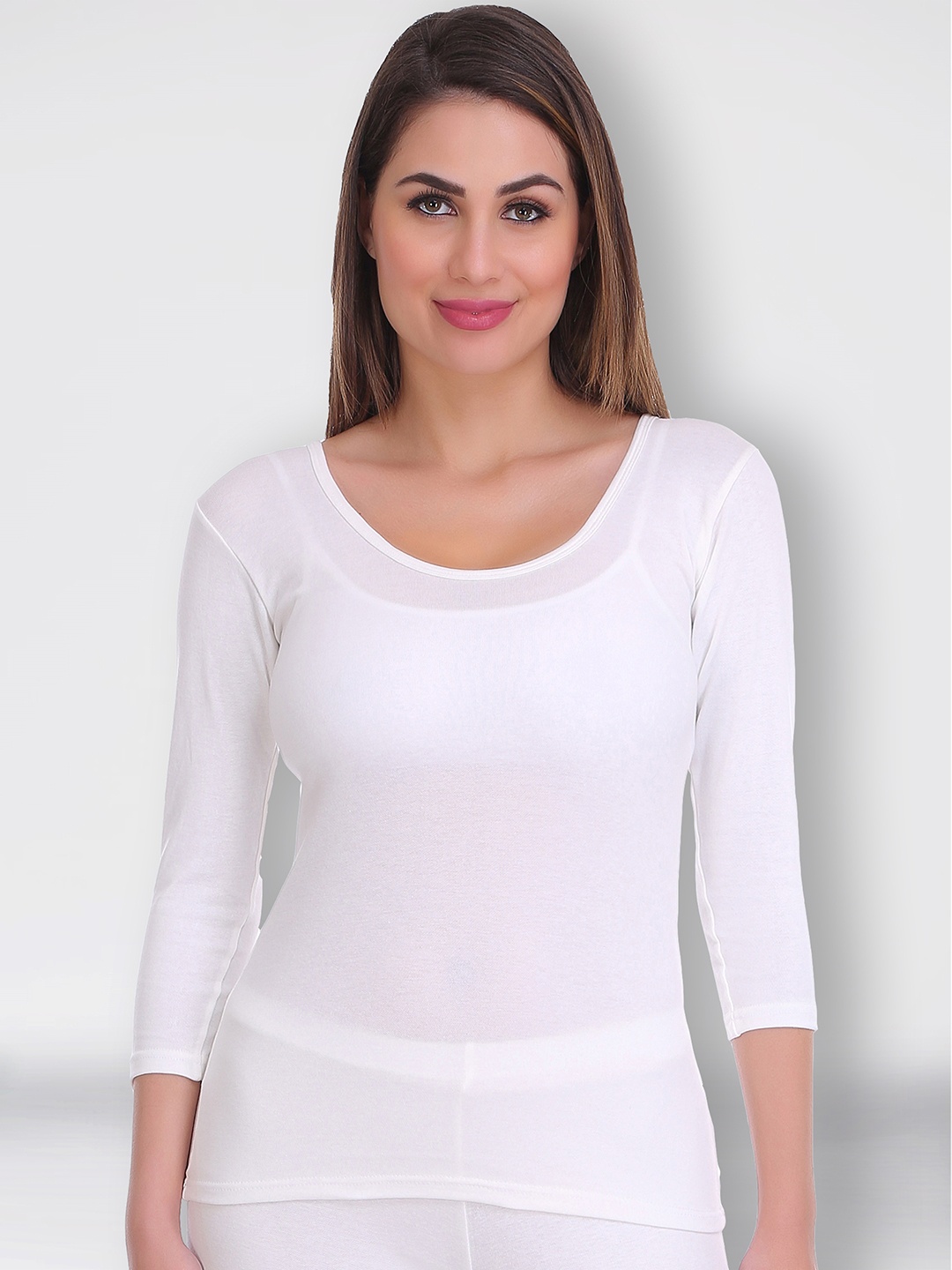 

SELFCARE Round Neck Thermal Top, White