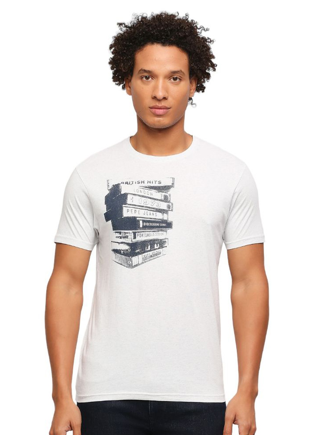 

Pepe Jeans Graphic Printed Pure Cotton Slim Fit T-shirt, White
