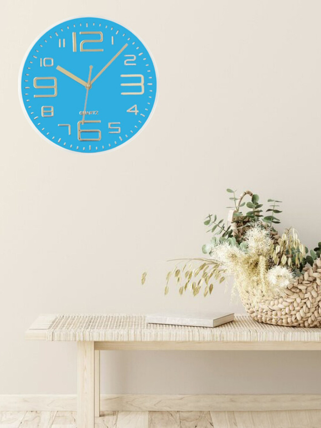 

Grabbasket Blue & Gold-Toned Printed Round Shaped Contemporary Wall Clock