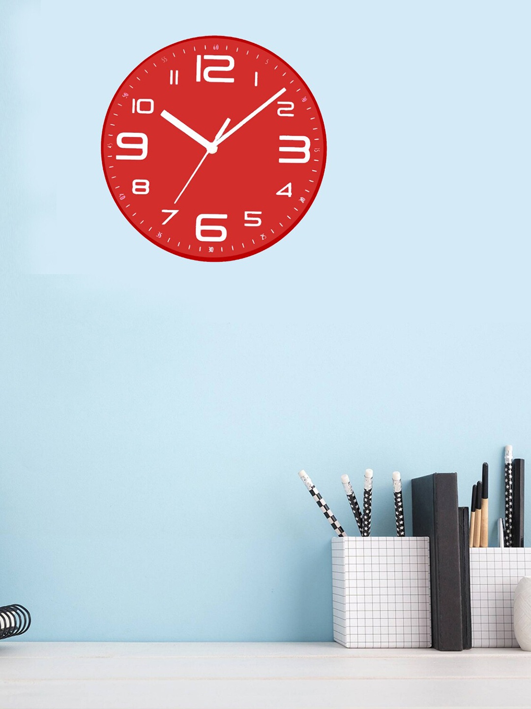 

Grabbasket Red & White Contemporary Analogue Wall Clock