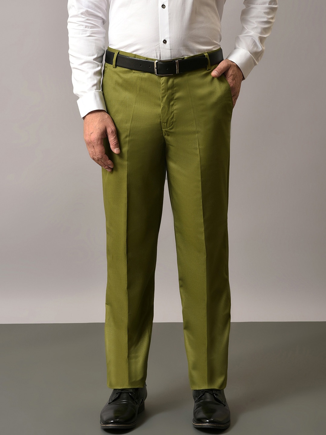 

Vgyaan Men Original Mid Rise Formal Trousers, Green