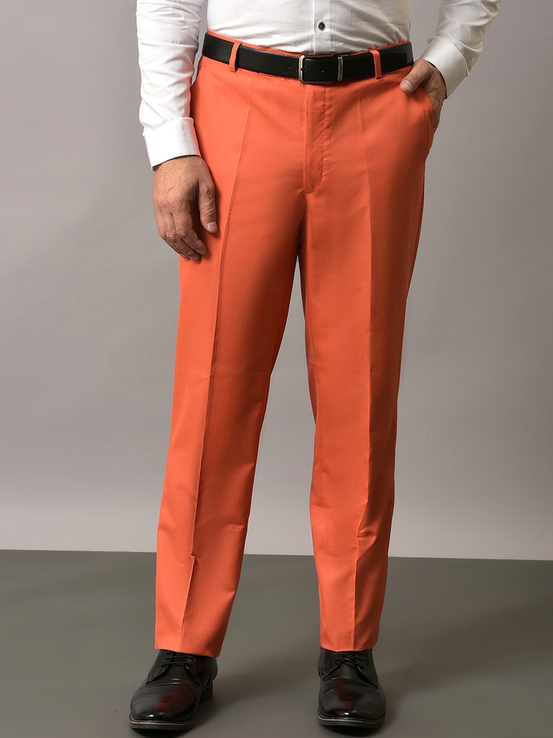 

Vgyaan Men Original Mid-Rise Formal Trousers, Peach