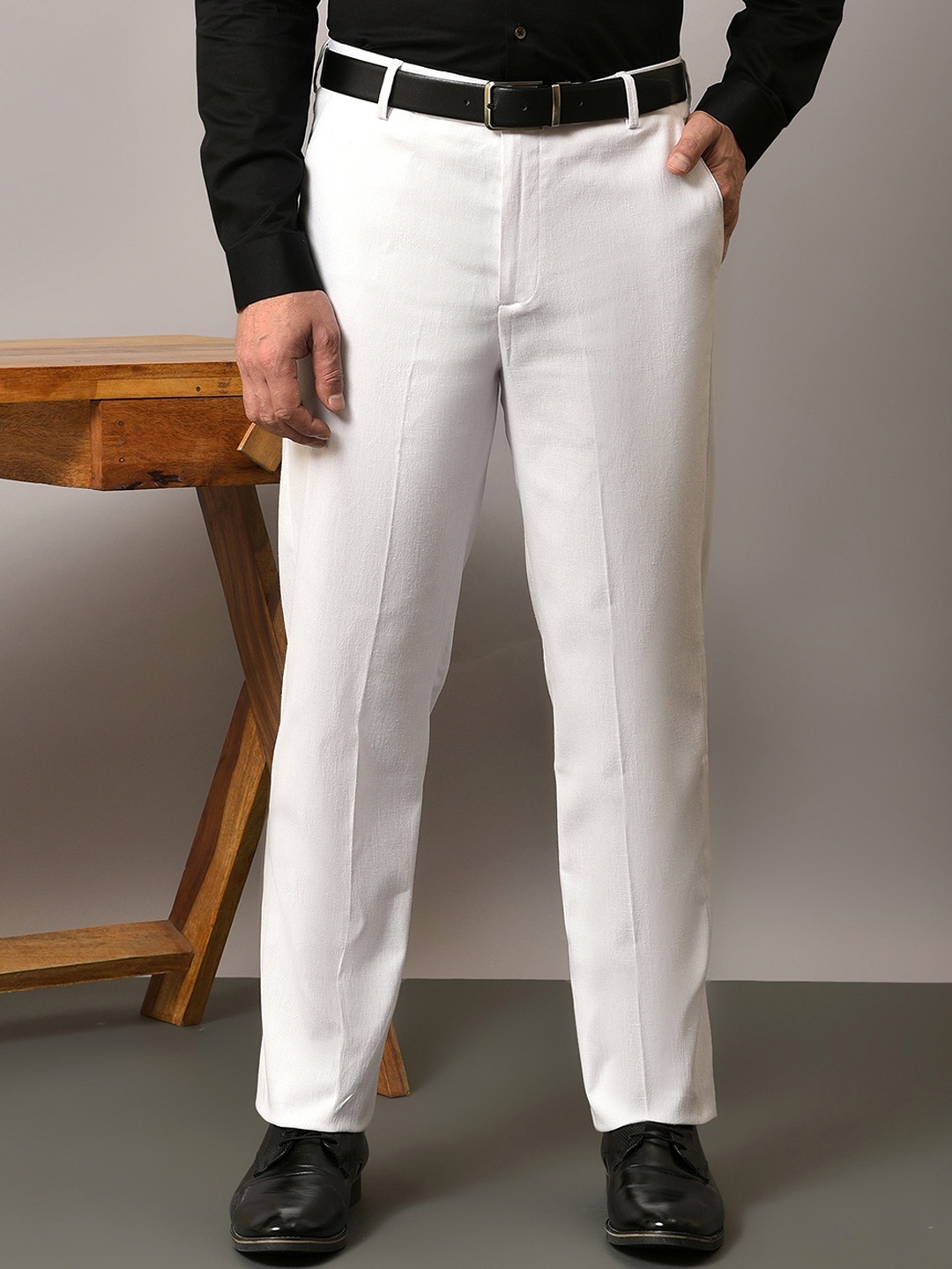 

Vgyaan Men Original Mid Rise Formal Trousers, White