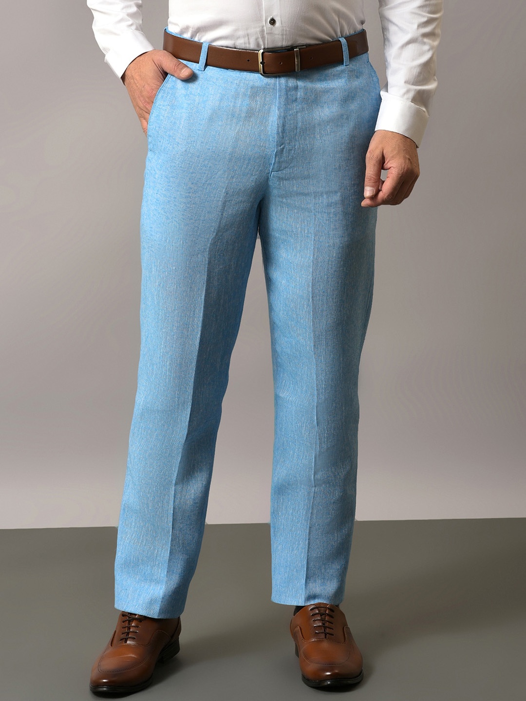 

Vgyaan Men Original Mid-Rise Formal Trousers, Blue
