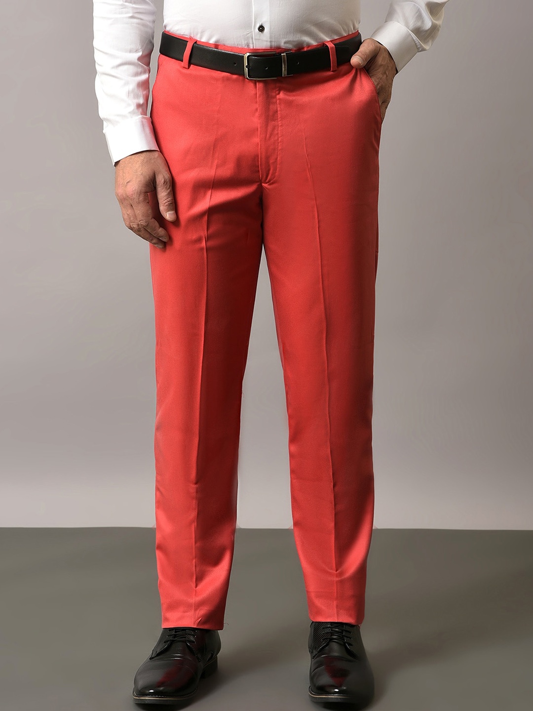 

Vgyaan Men Original Mid-Rise Formal Trousers, Rose