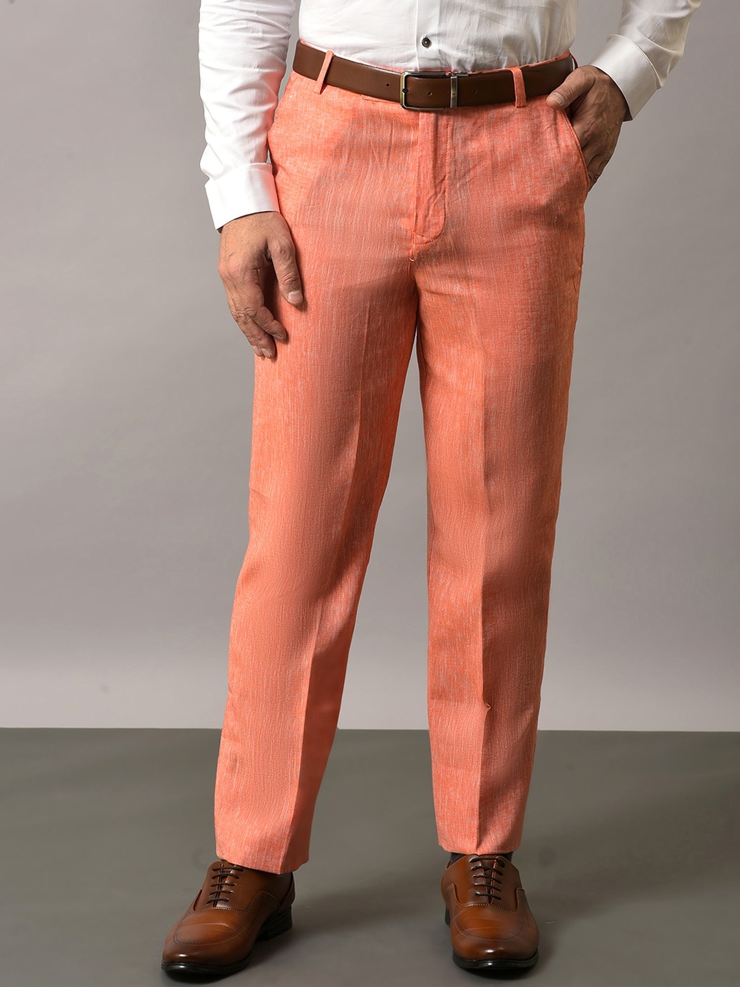 

Vgyaan Men Original Mid-Rise Formal Trousers, Orange