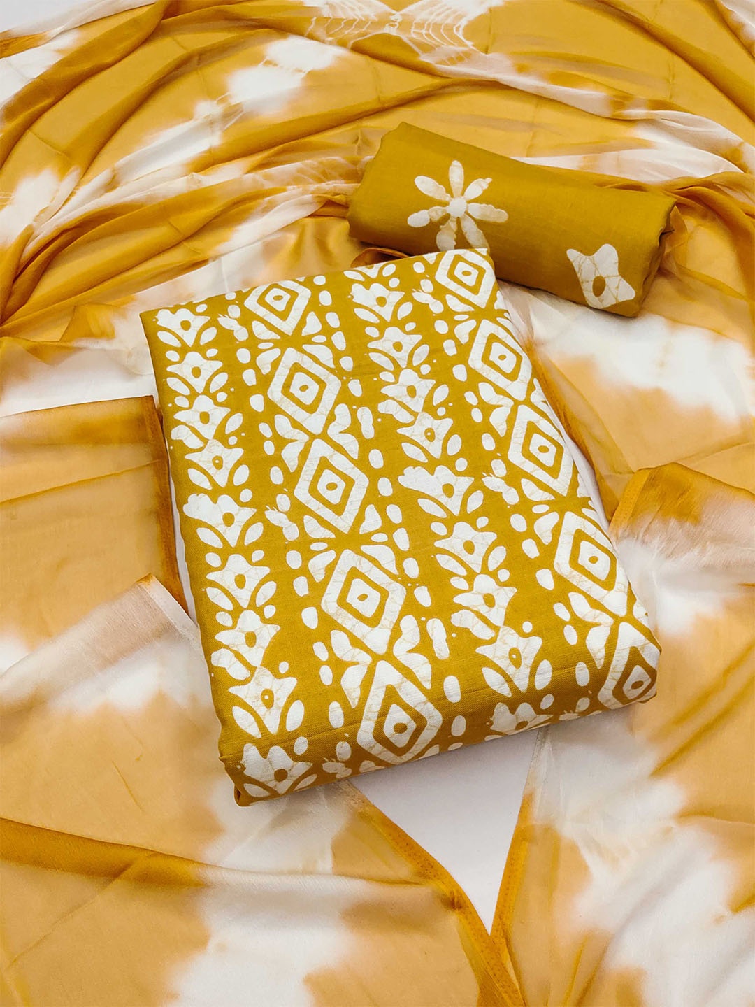 

KALINI Ethnic Motifs Printed Unstitched Dress Material, Yellow