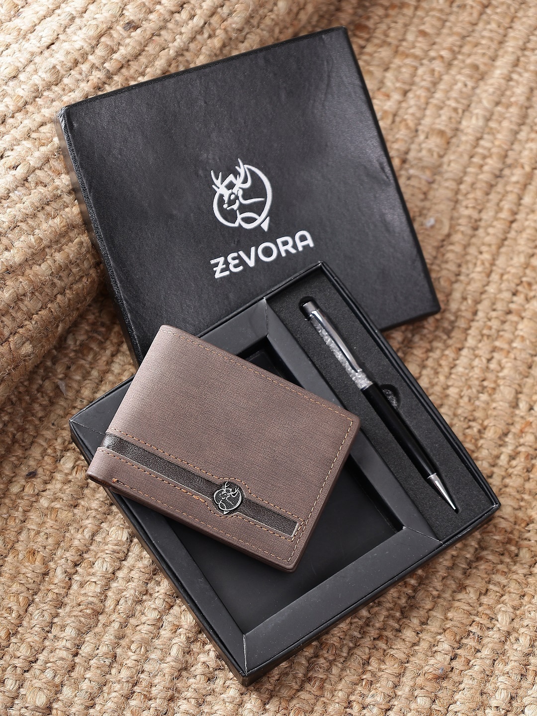 

ZEVORA Men Pen & Wallet Leather Accessory Gift Set, Brown
