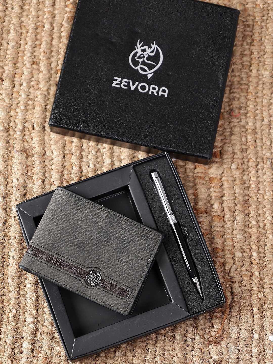 

ZEVORA Men Pen & Wallet Leather Accessory Gift Set, Grey