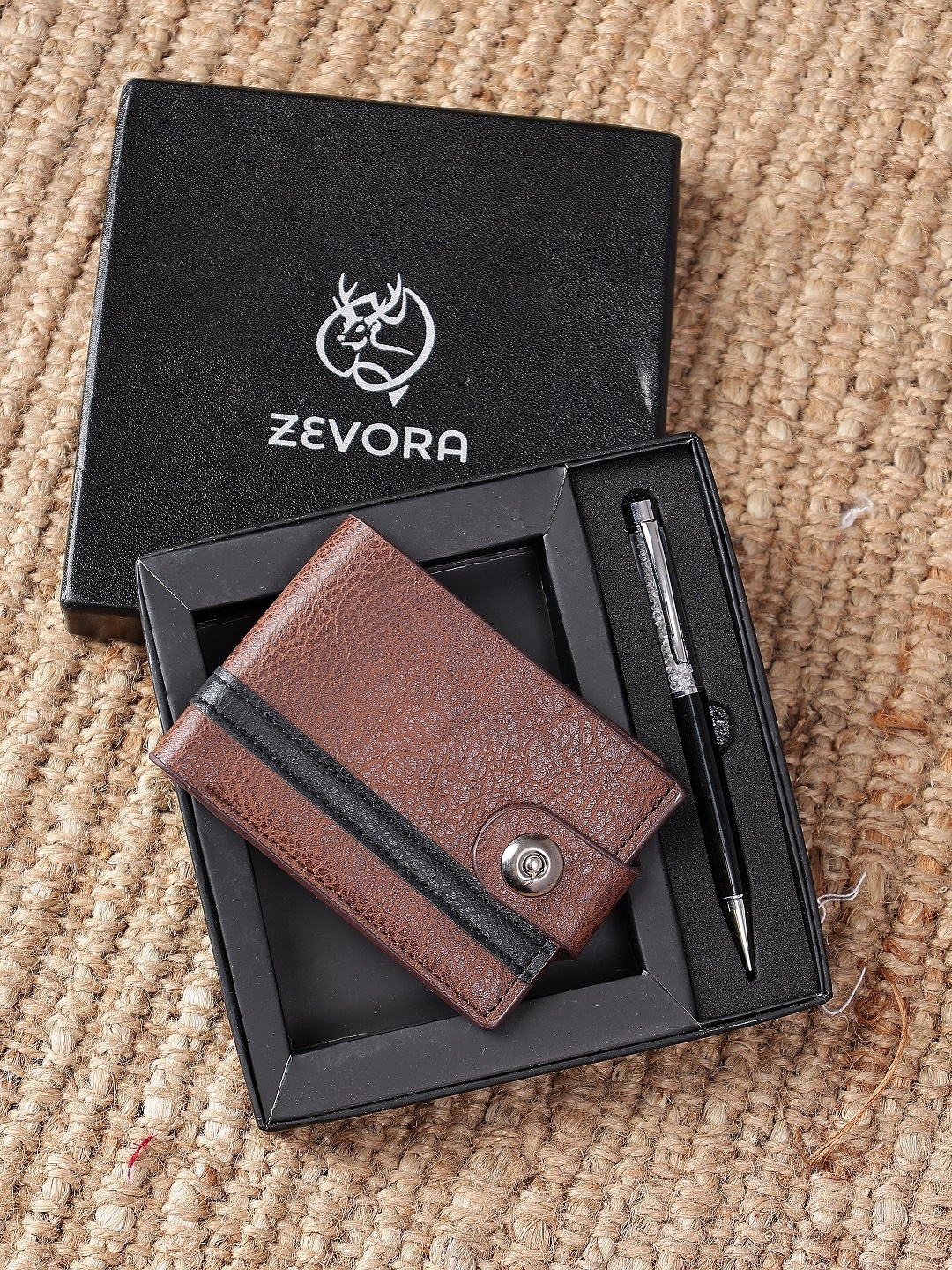 

ZEVORA Men Pen & Wallet Leather Accessory Gift Set, Brown