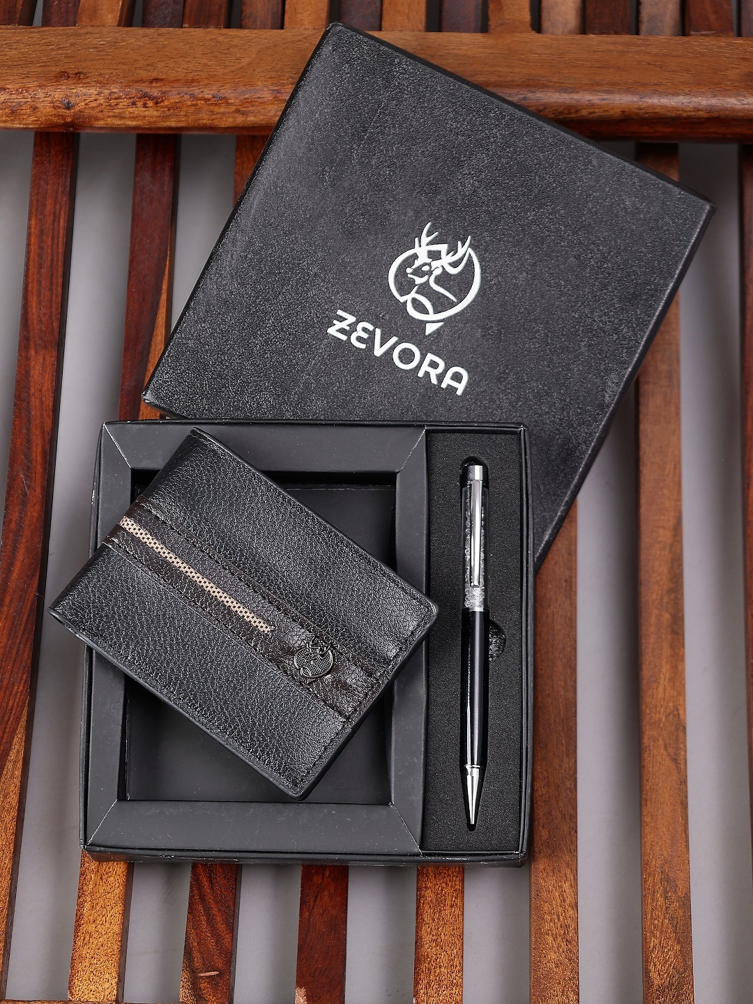 

ZEVORA Men Pen & Leather Wallet Gift Set, Black