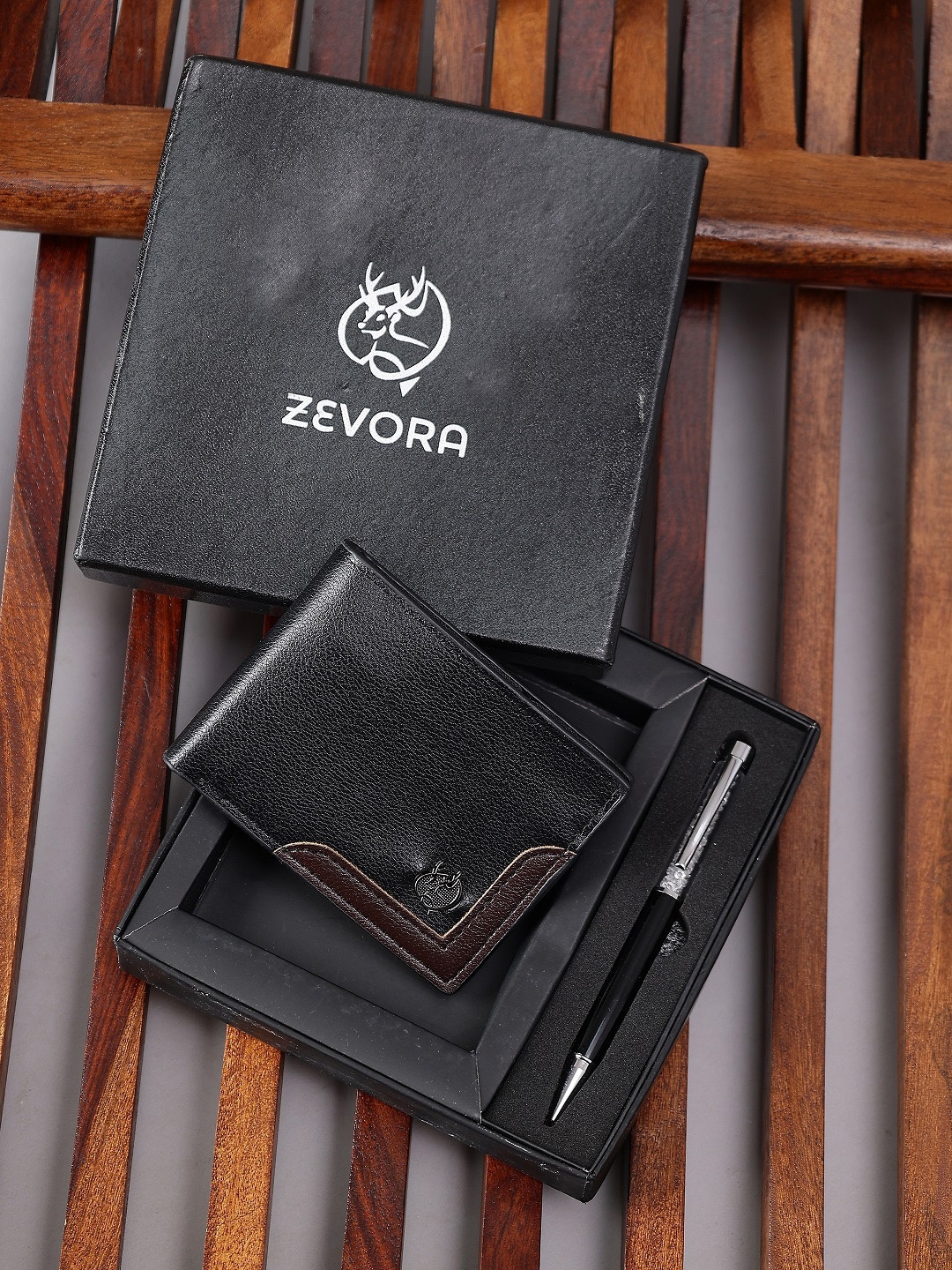 

ZEVORA Men Pen & Leather Wallet Gift Set, Black