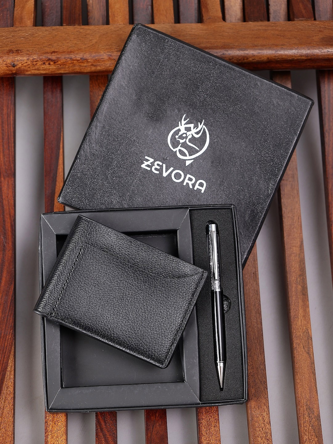 

ZEVORA Men Pen & Leather Wallet Gift Set, Black