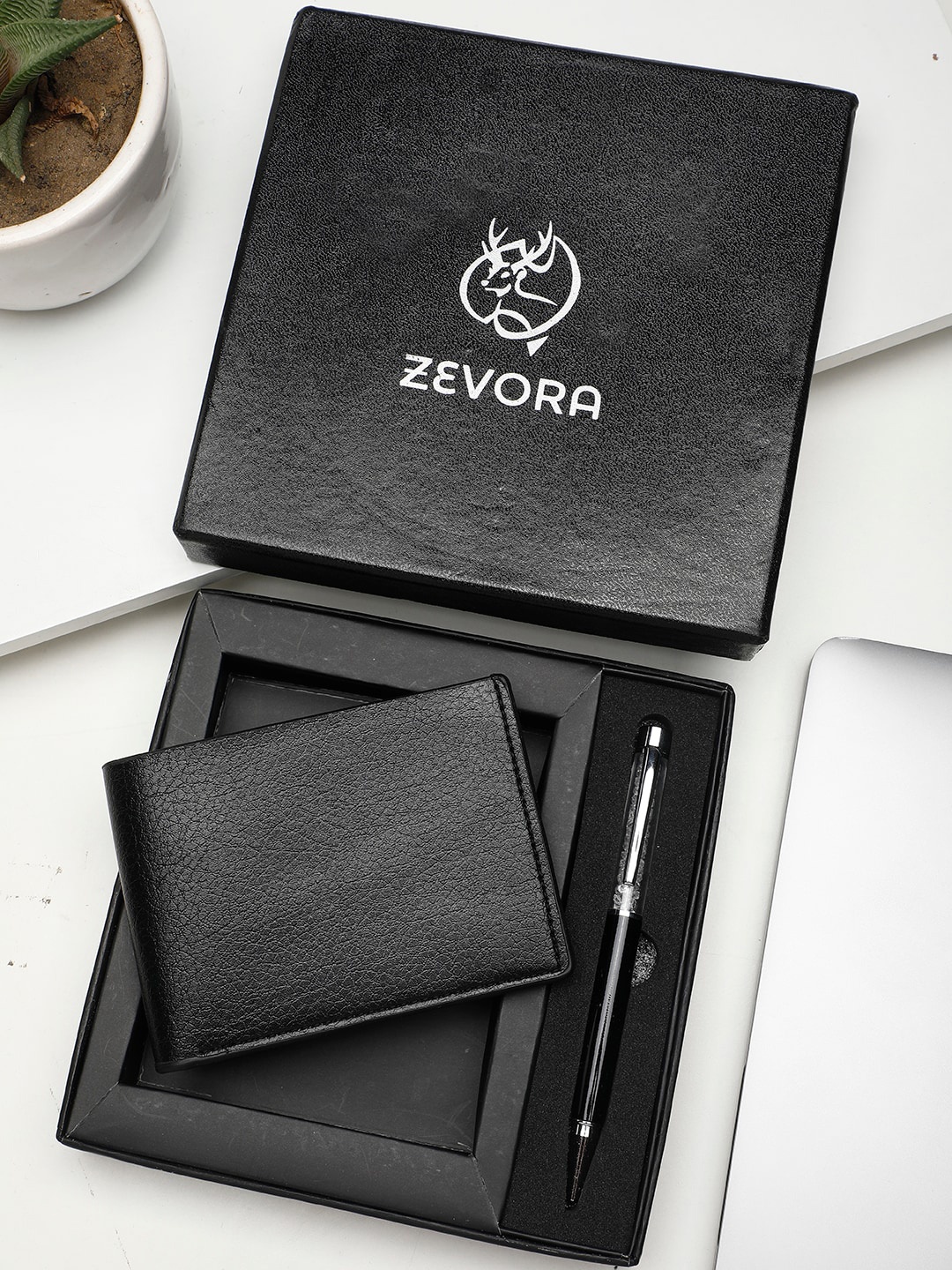 

ZEVORA Men Pen & Leather Wallet Gift Set, Black