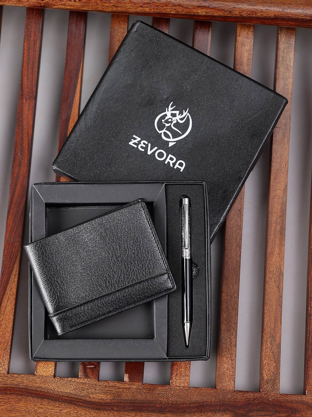 

ZEVORA Men Pen & Leather Wallet Gift Set, Black