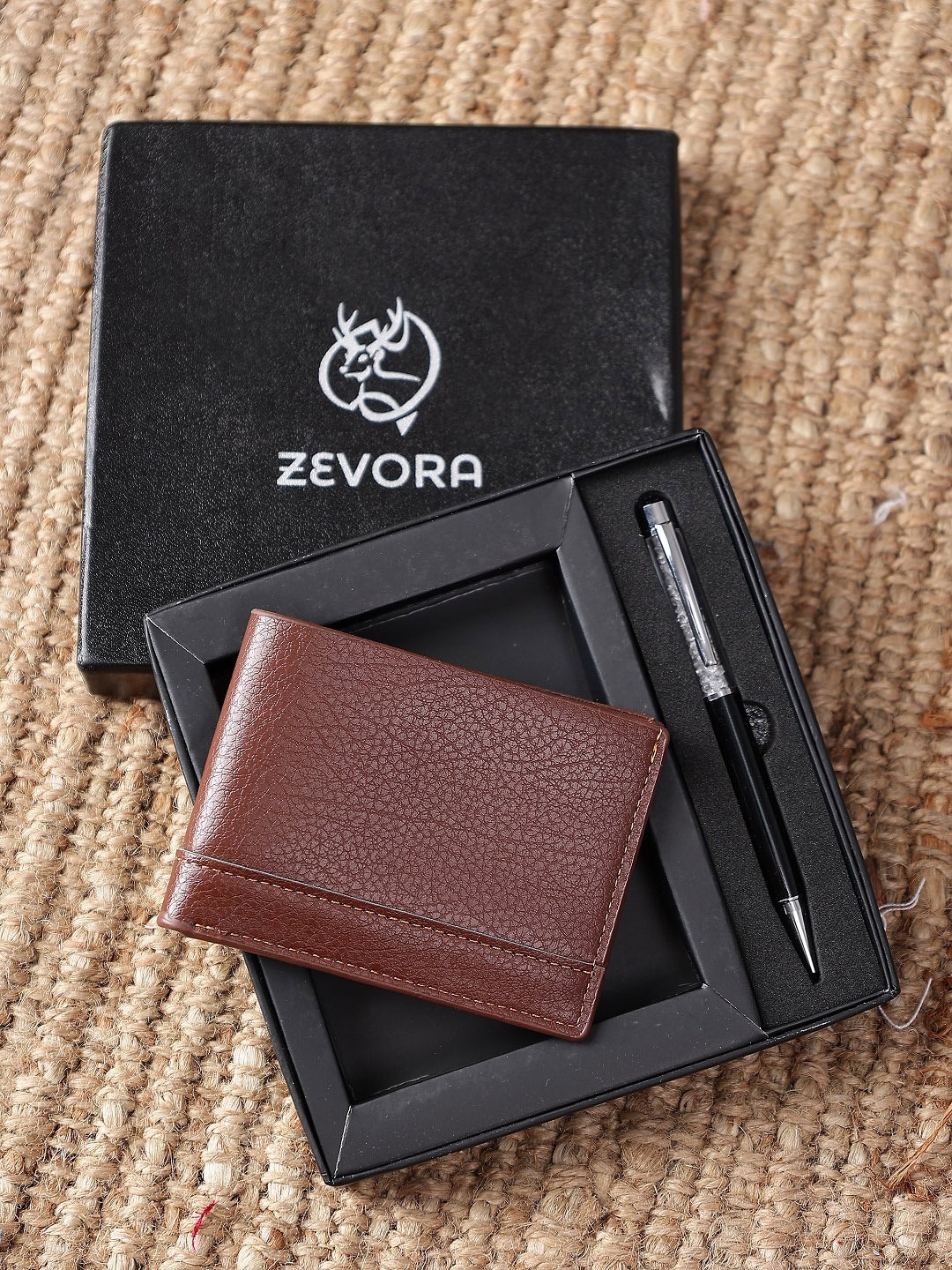 

ZEVORA Men Pen & Leather Wallet Gift Set, Brown